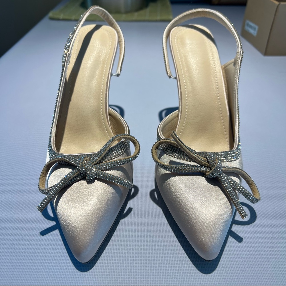 Elegant champagne Slingback Heels